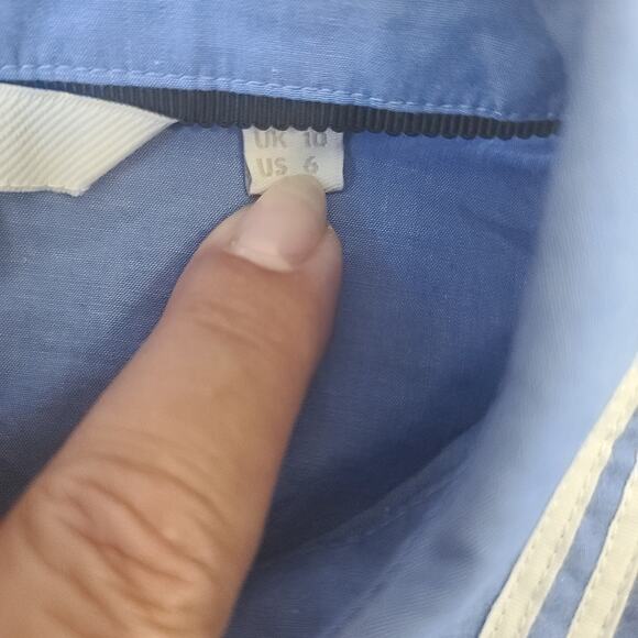 Boden Chambray Ruffled long sleeve blouse blue Sz 6 Preppy Cottagecore Coquette - Picture 9 of 10